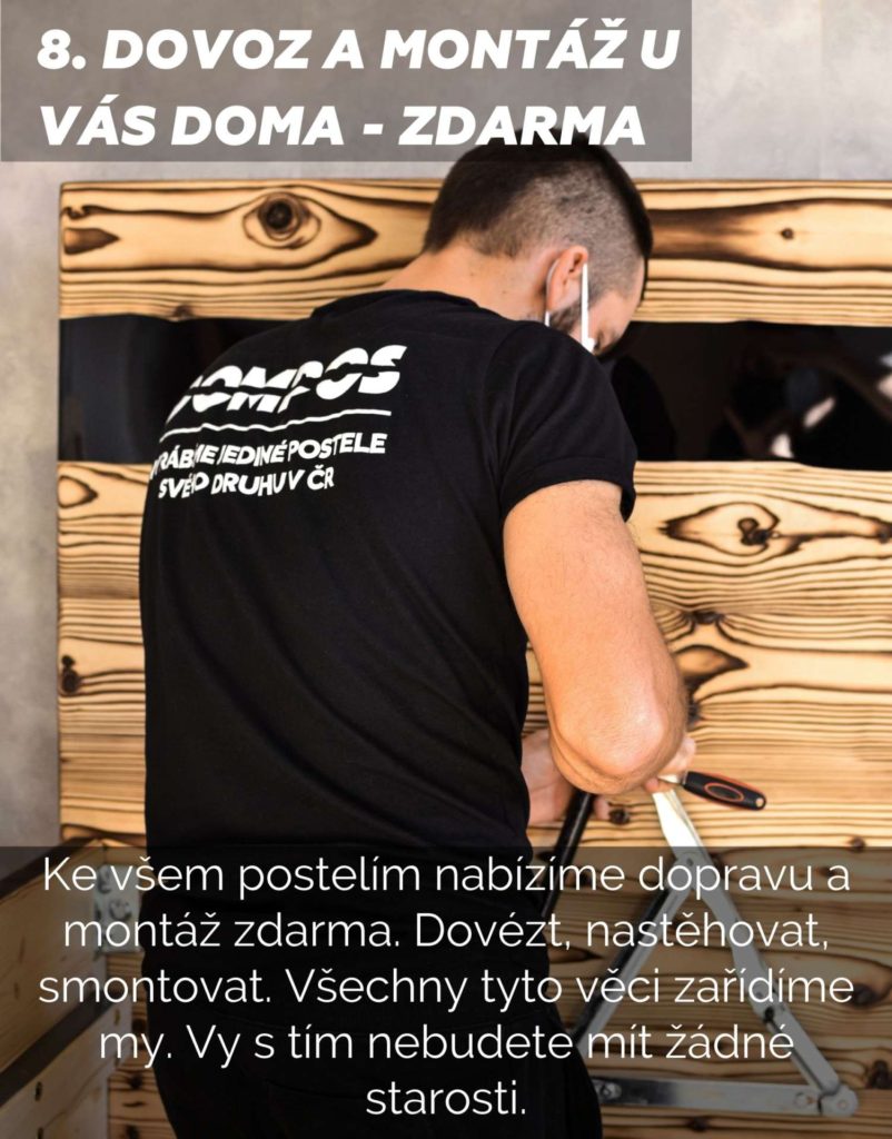 doprava a montáž zdarma postele dompos