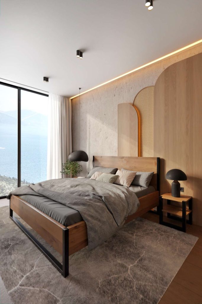 moderní masivní dubová postel s kovovou konstrukcí_český výrobce postelí dompos